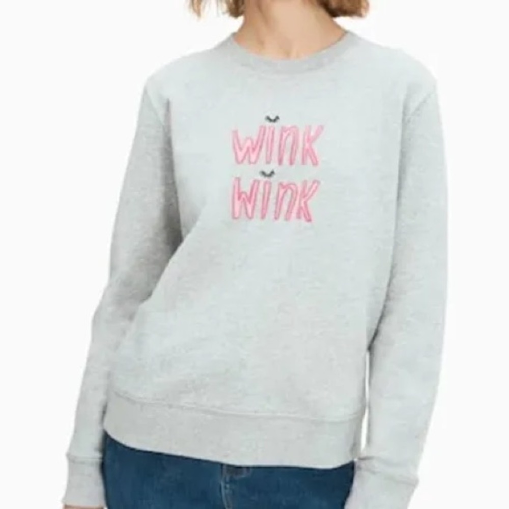 NWOT kate spade Gray Sweatshirt with Pink "Wink Wink".